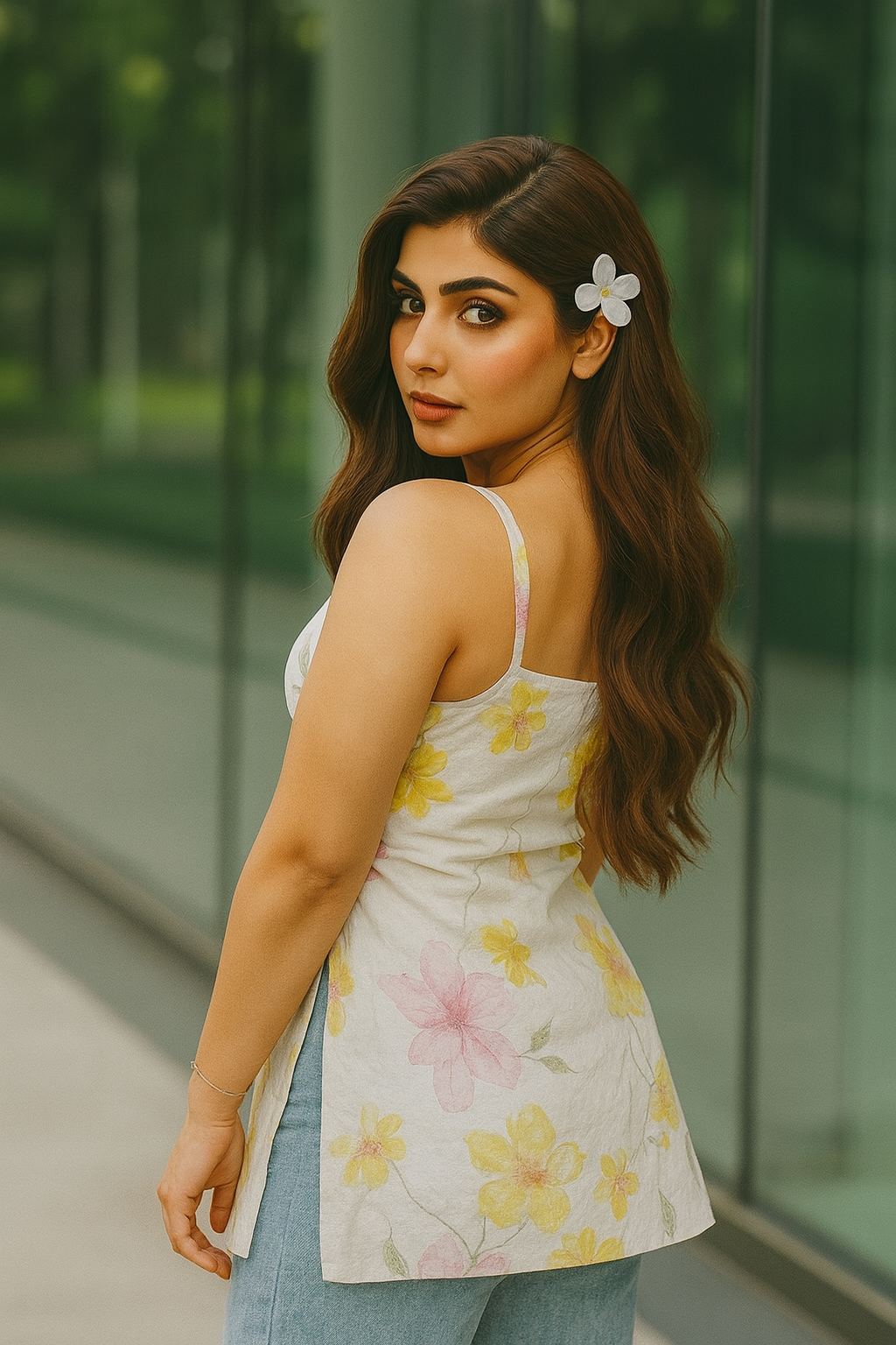 Floral Cotton Sleeveless Kurti Top – Casual Summer Wear for Women