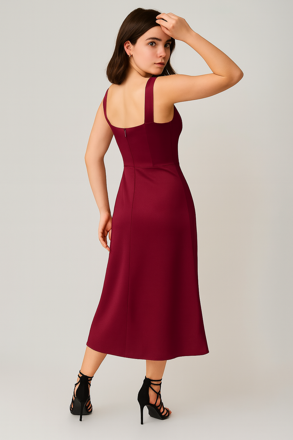 Magenta Satin Silk Maxi Dress with Cowl Neck