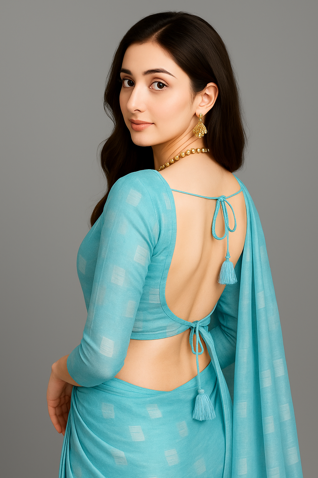 Arani Pattu Cotton Linen Silk Saree with Blouse Piece – Aqua