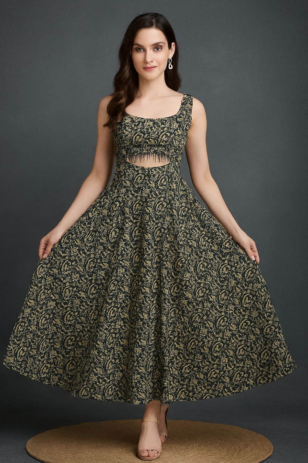 Elevated Embroidered Crepe Maxi Dress