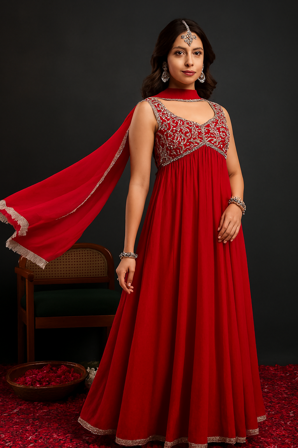 Charming Red Designer Anarkali Suit for Weddings & Parties