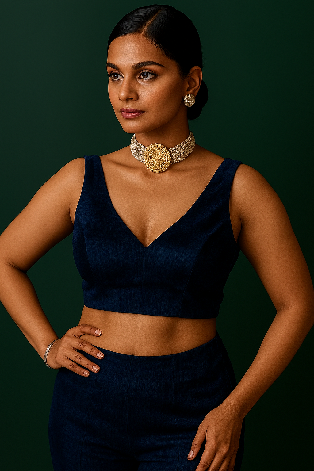 Royal Blue Embellished Lycra Saree