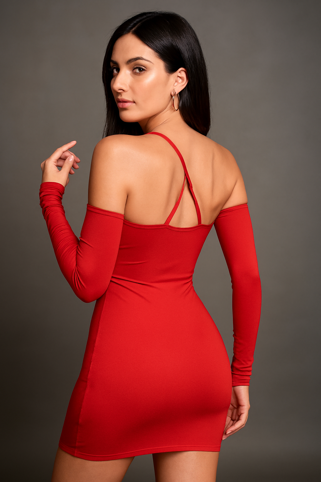 Crimson Contour Ruched Mini Dress