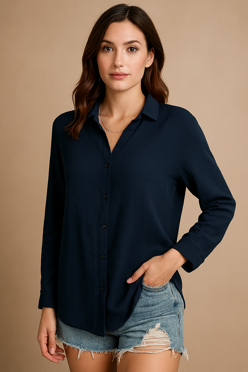 Women's Solid Crepe Shirt