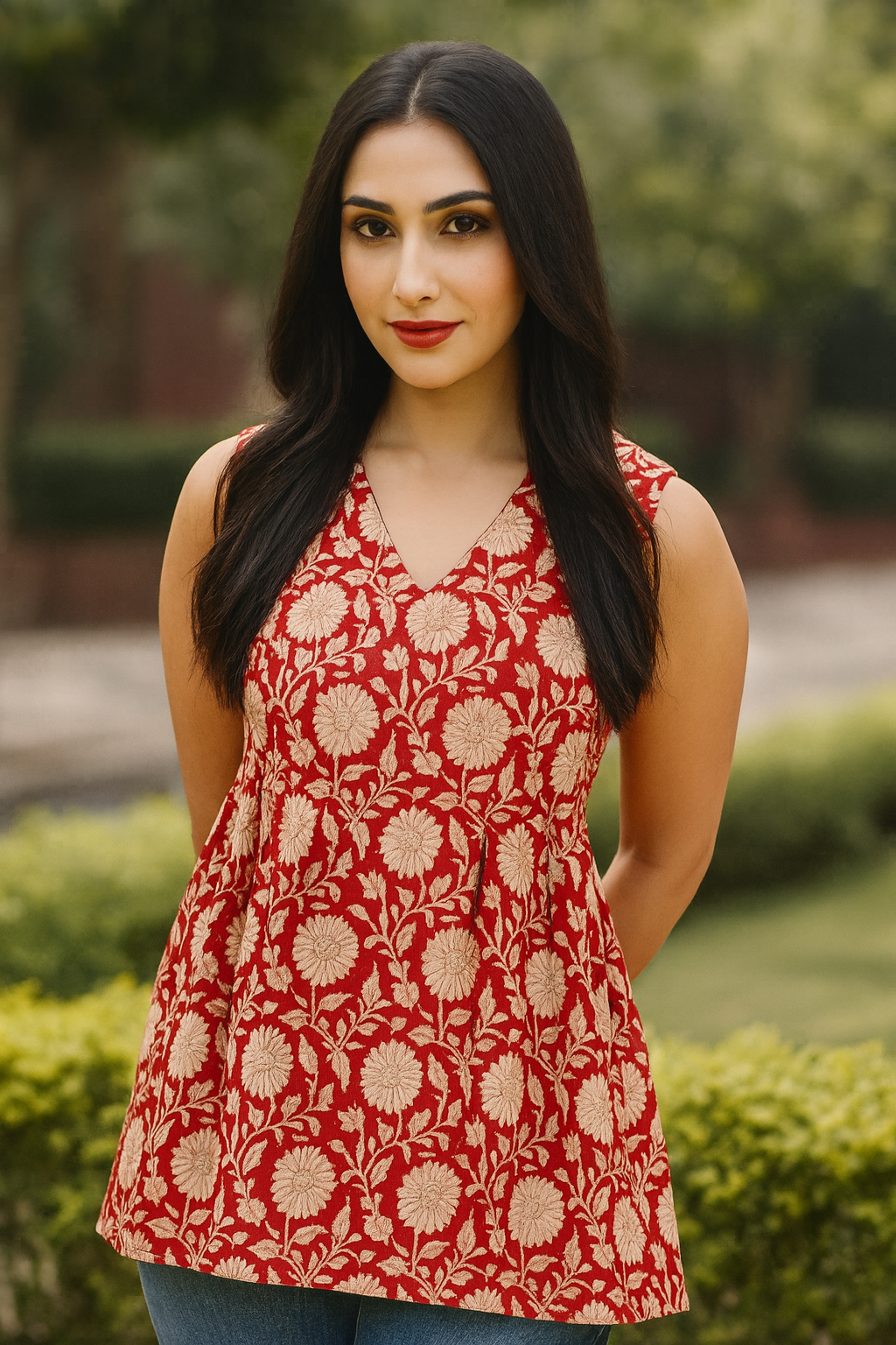 Women’s & Girl’s Rayon Floral Print Aliya Kurti
