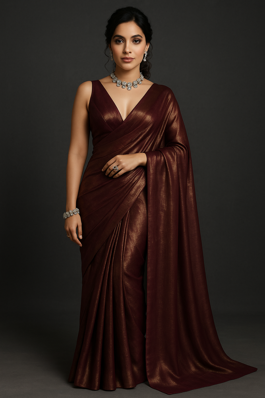 Majestic Purple Saree in Chiffon with Handcrafted Zari Work