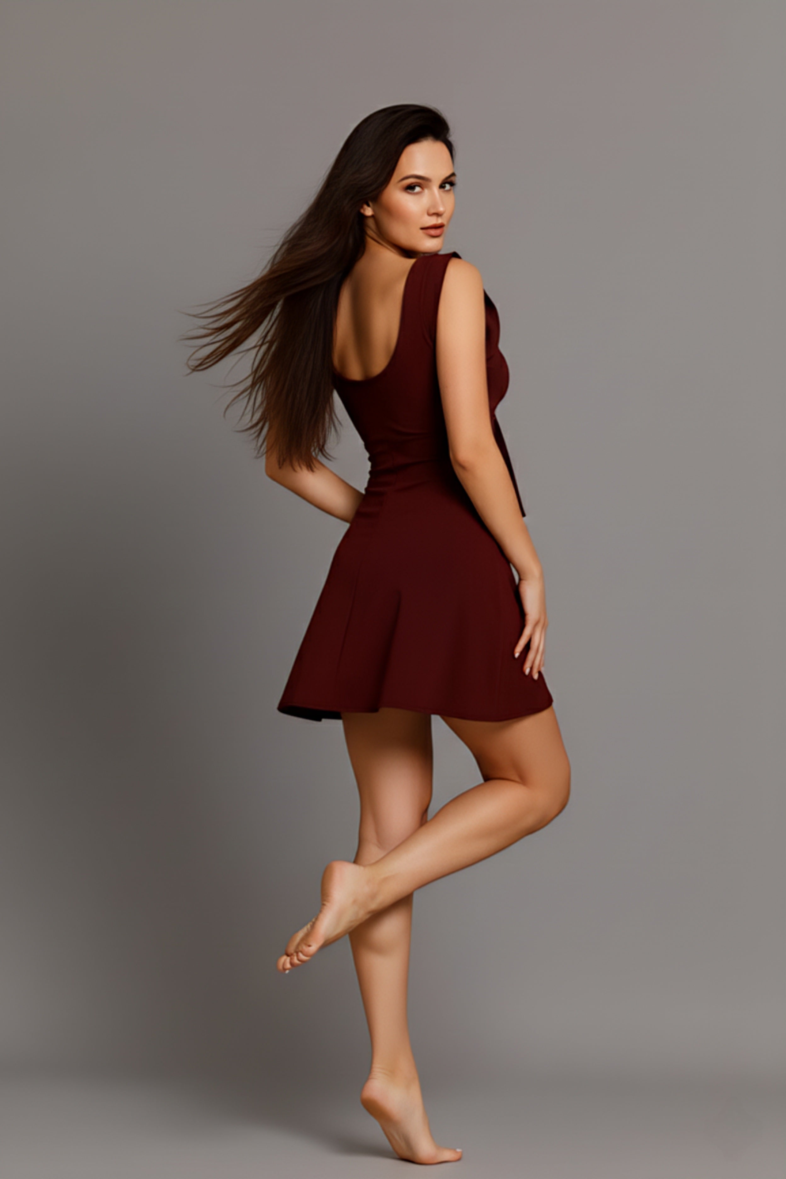 Stylish Burgundy Swim Dress for Women – Comfortable & Quick-Dry Design