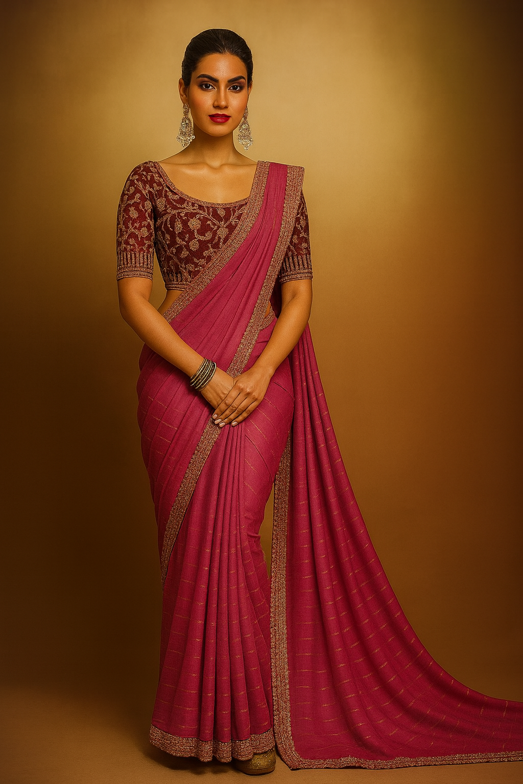 Elegant Pink Pure Georgette Designer Saree with Embroidered Border