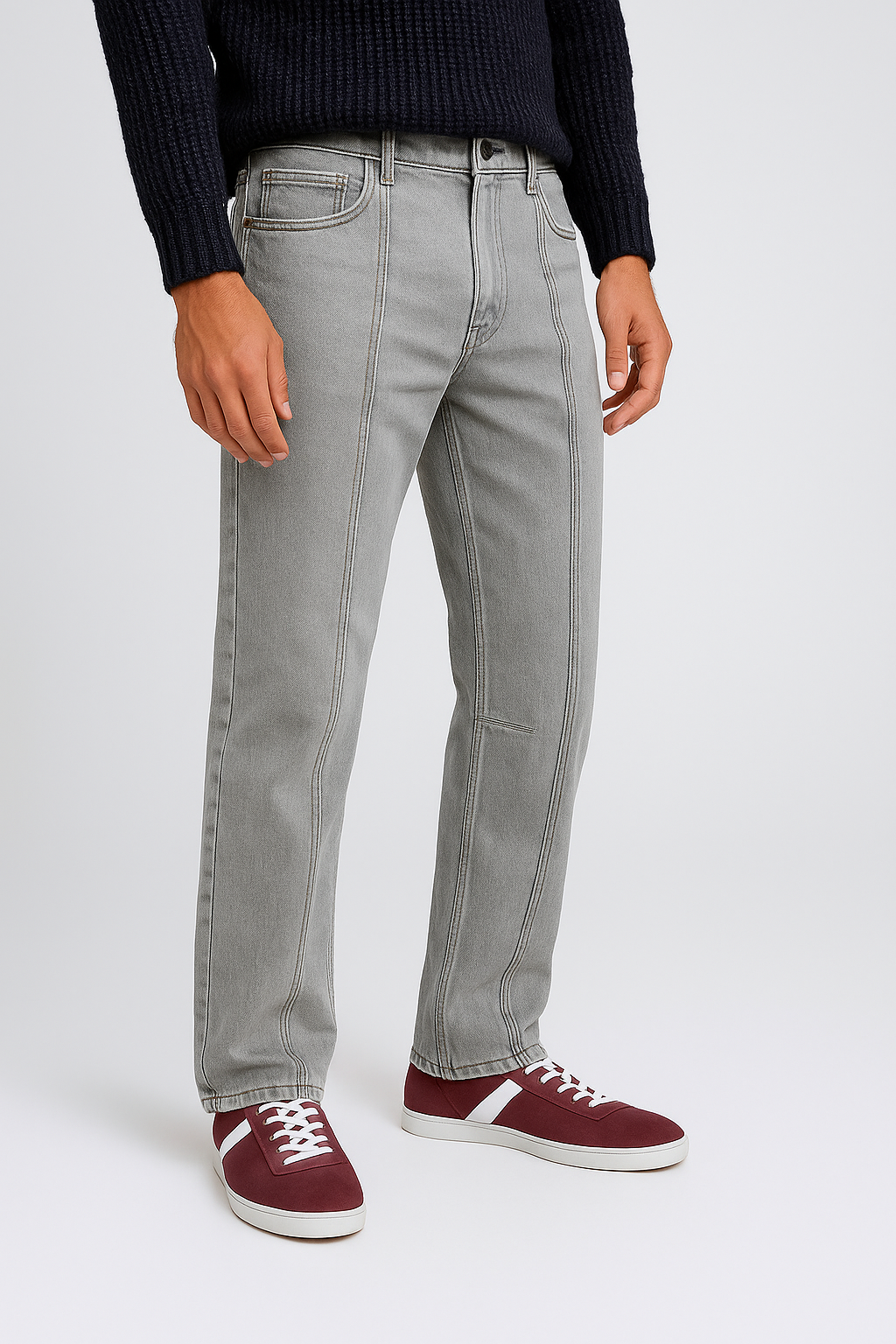 Everyday Baggy Fit Jeans with Clean Stitch Detailing