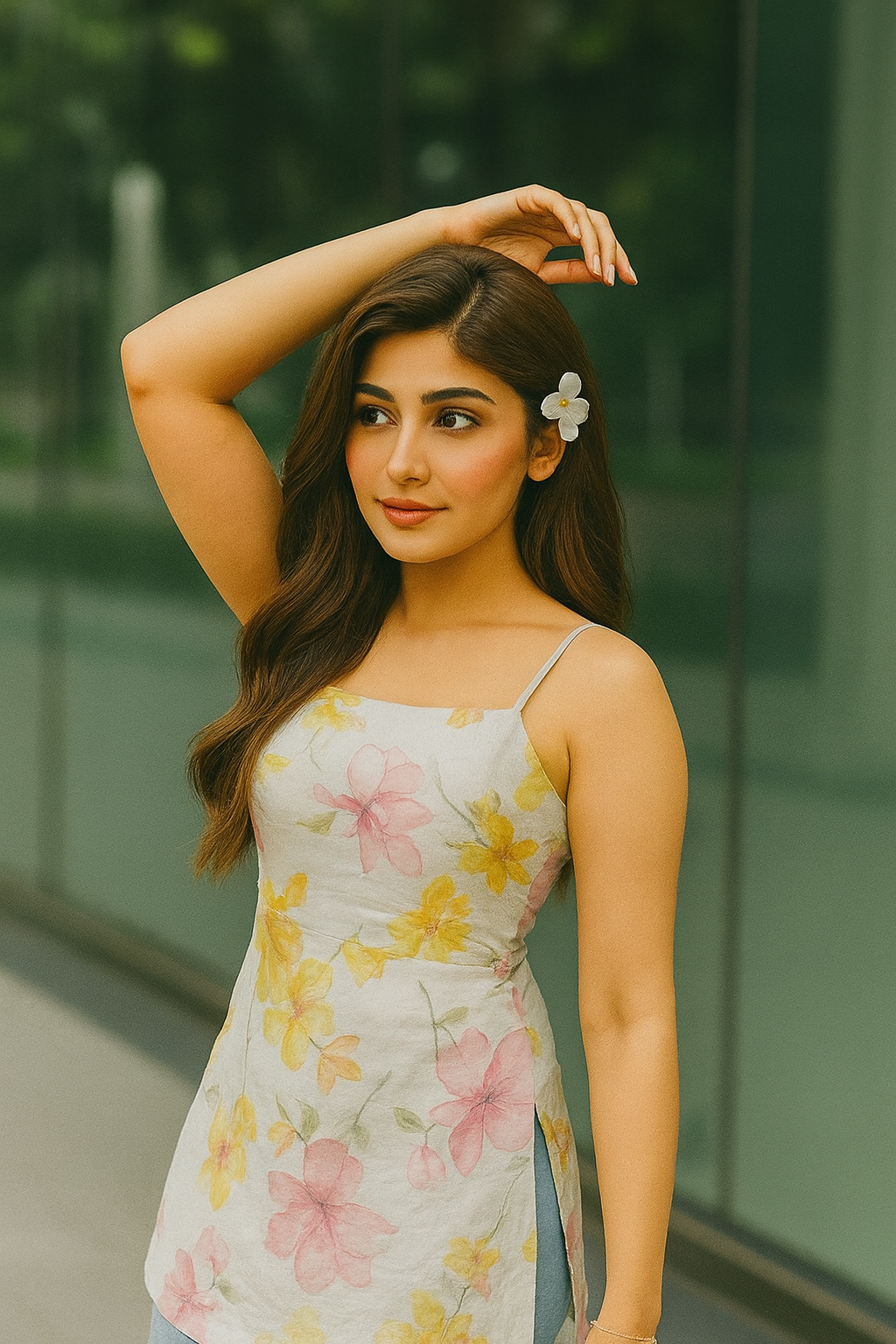 Floral Cotton Sleeveless Kurti Top – Casual Summer Wear for Women