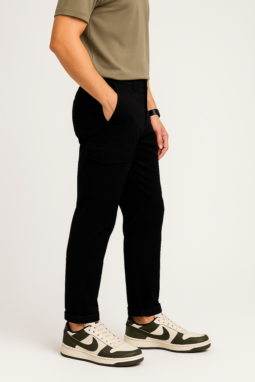 Men’s Black Cotton Cargo Pants