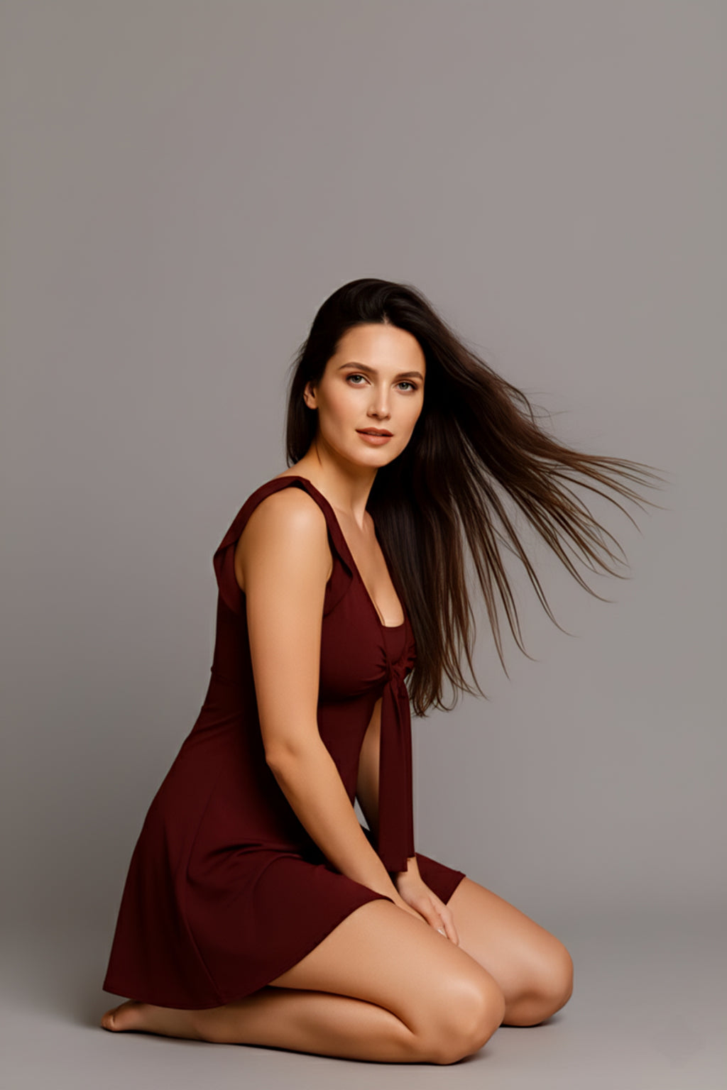 Stylish Burgundy Swim Dress for Women – Comfortable & Quick-Dry Design
