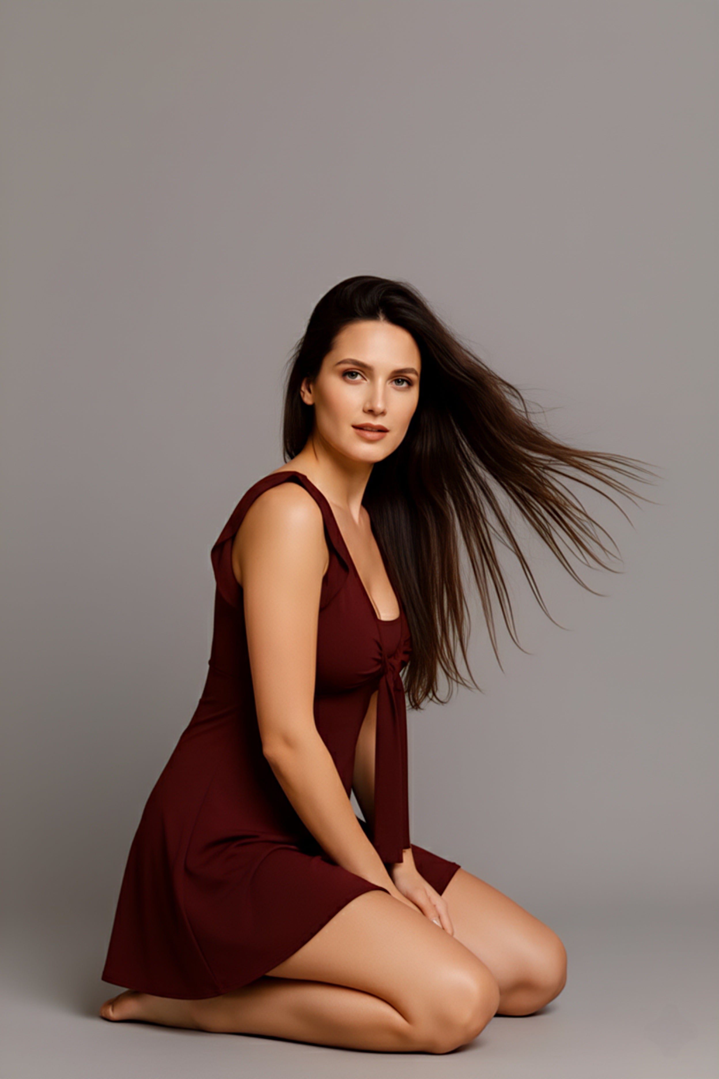 Stylish Burgundy Swim Dress for Women – Comfortable & Quick-Dry Design