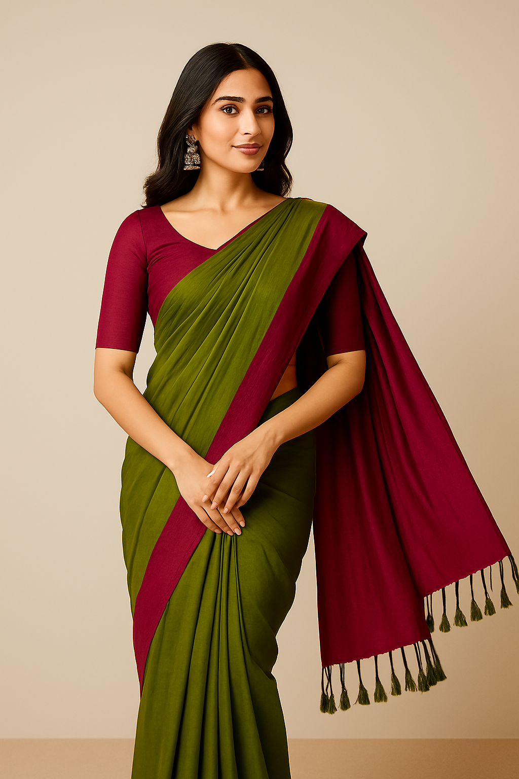 Handcrafted Khadi Cotton Saree with Stitched Blouse