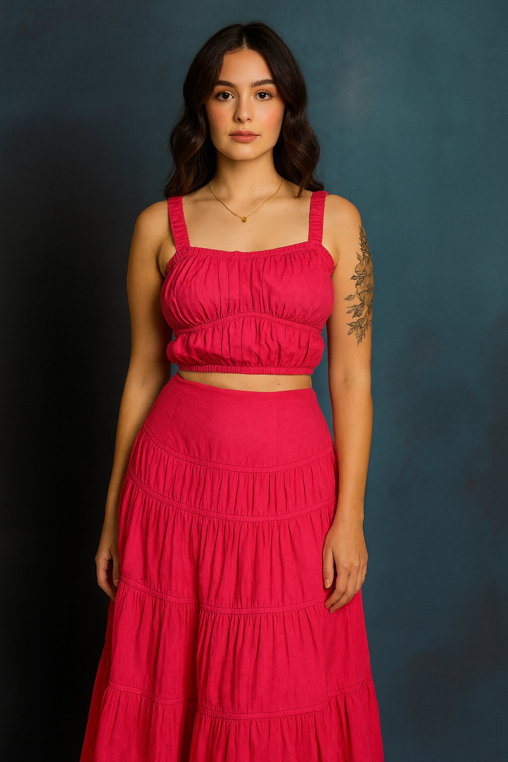 Blush Pink Cotton Co-ord Set (Top & Skirt)