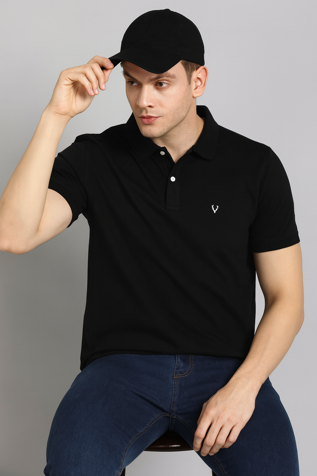 Men’s Classic Black Cotton Polo T-Shirt