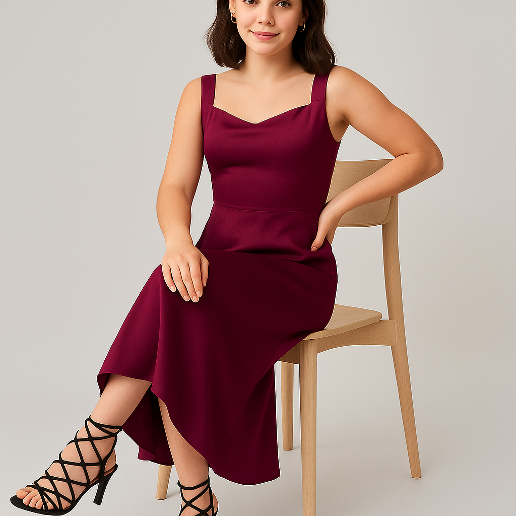 Magenta Satin Silk Maxi Dress with Cowl Neck