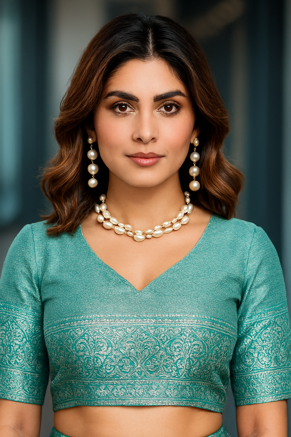Georgette Green Majura Silver Zari Saree