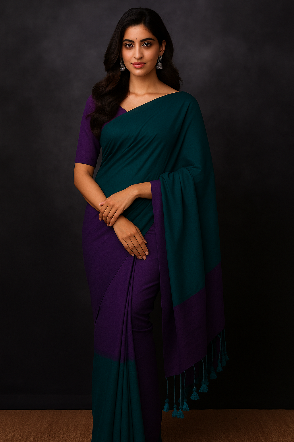 Handwoven Khadi Cotton Saree with Stitched Blouse
