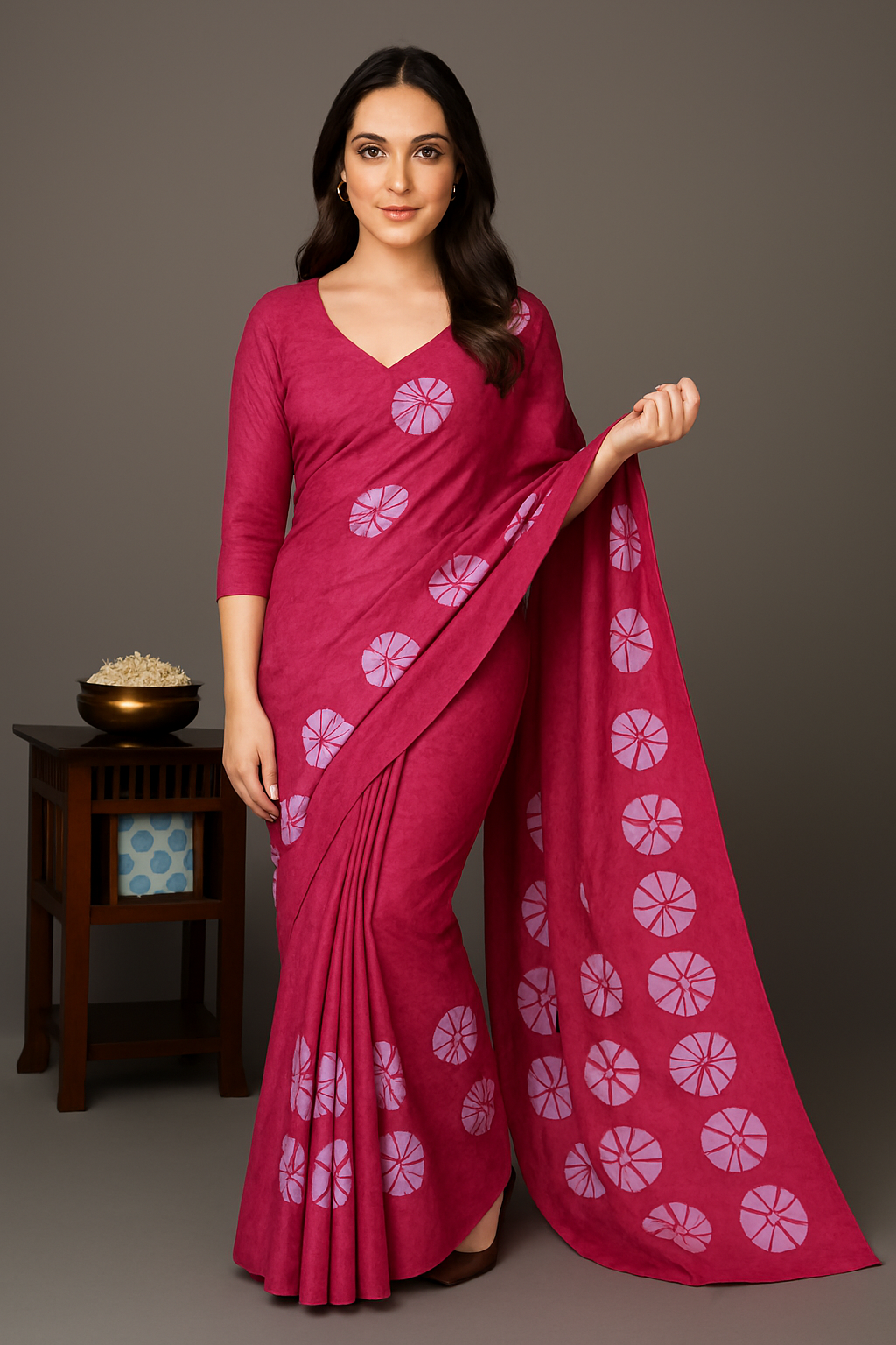 Soft Silk-Feel Chiffon Saree with Matching Blouse Piece