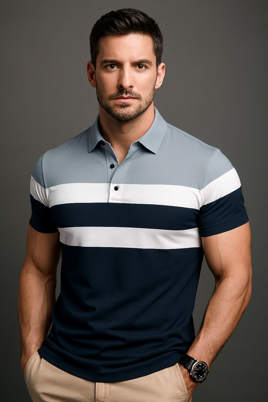 Men’s Colorblocked Polo T-Shirt – Half Sleeve