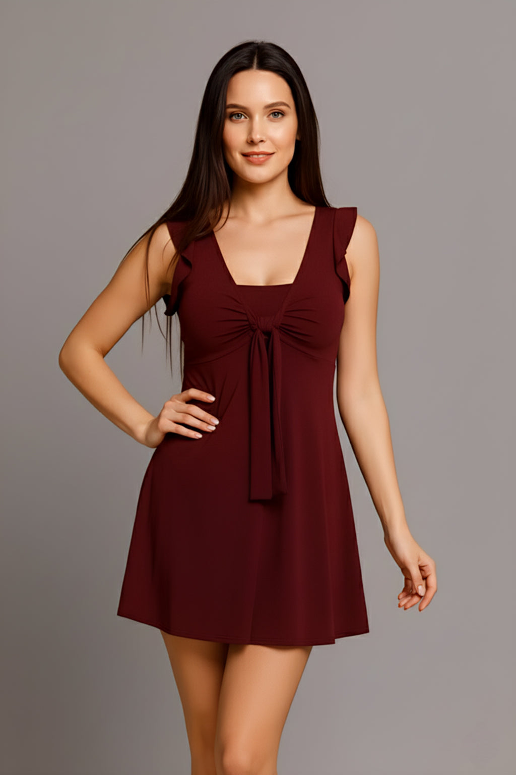 Stylish Burgundy Swim Dress for Women – Comfortable & Quick-Dry Design