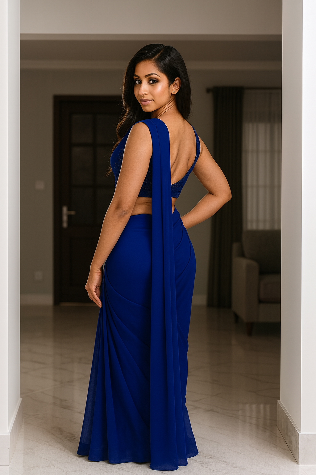 Solid Plain Georgette Saree with Matching Blouse Piece