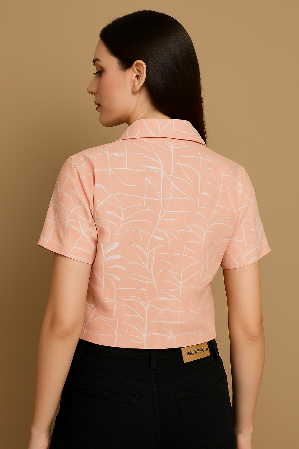 V-Neck Printed Crop Shirt for Women – Half Sleeves