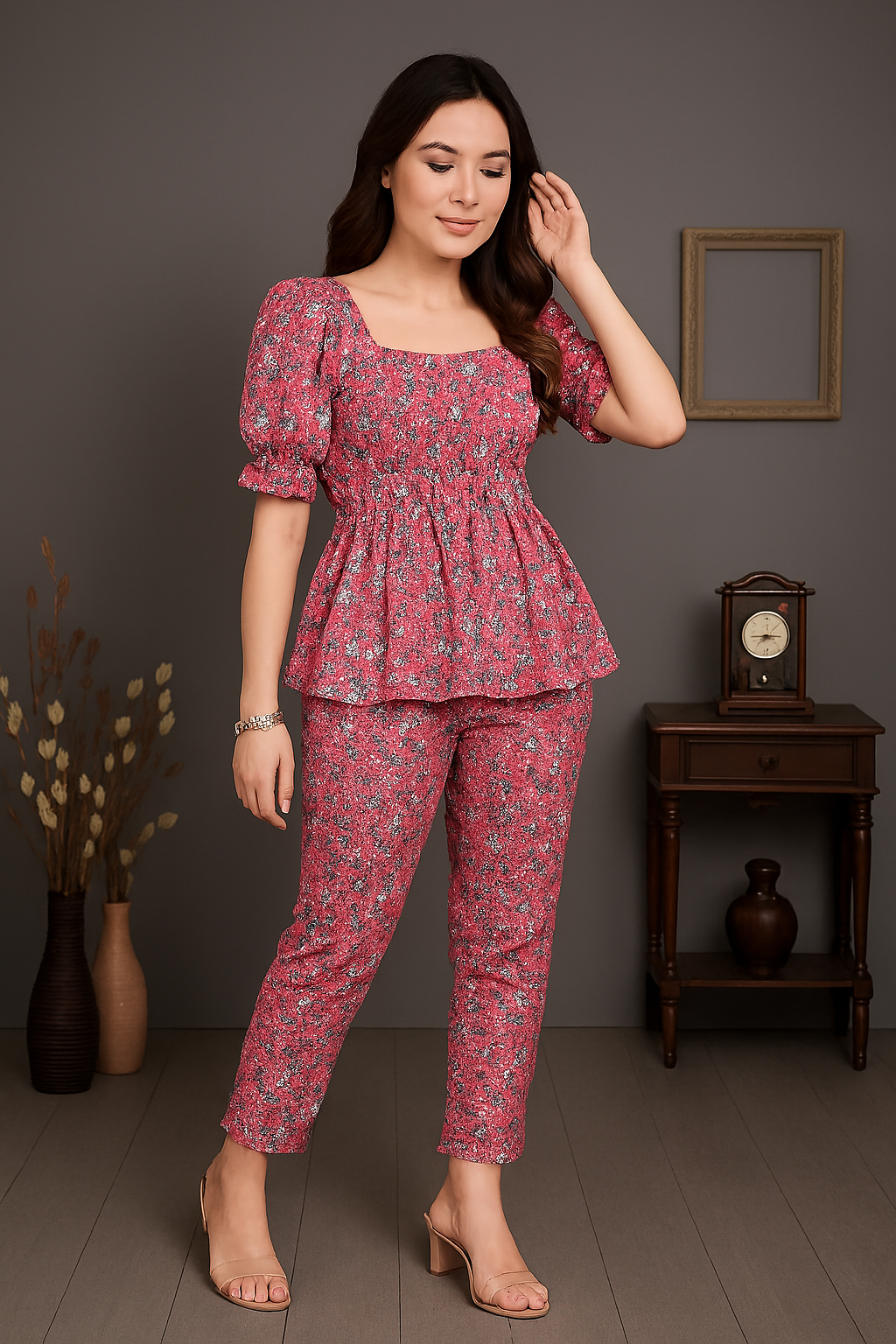 Mudra Crepe Cord Set (Top & Bottom)