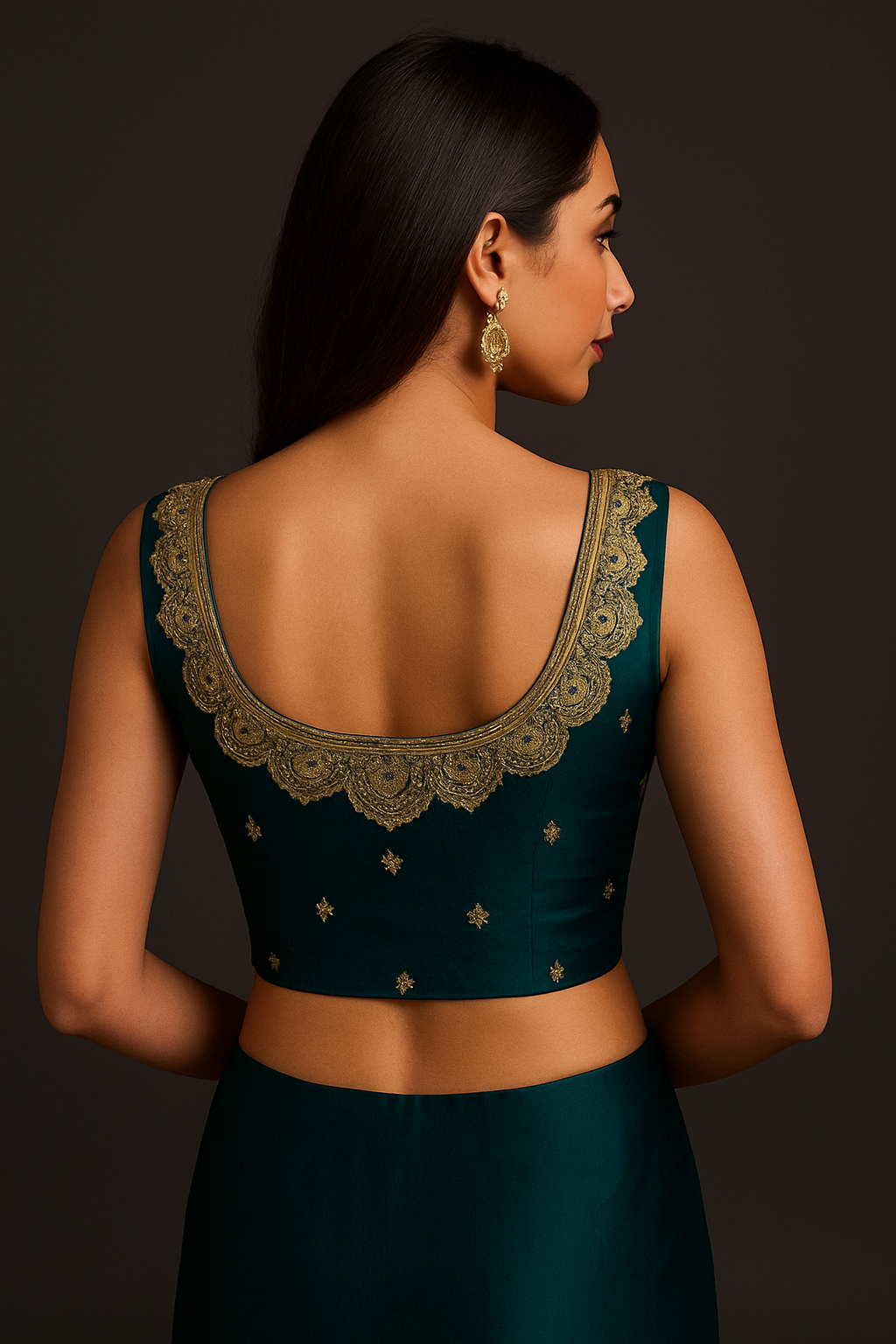 Elegant Green Organza Saree with Embroidered Border & Sequin Detailing | Designer Saree with Unstitched Blouse Piece