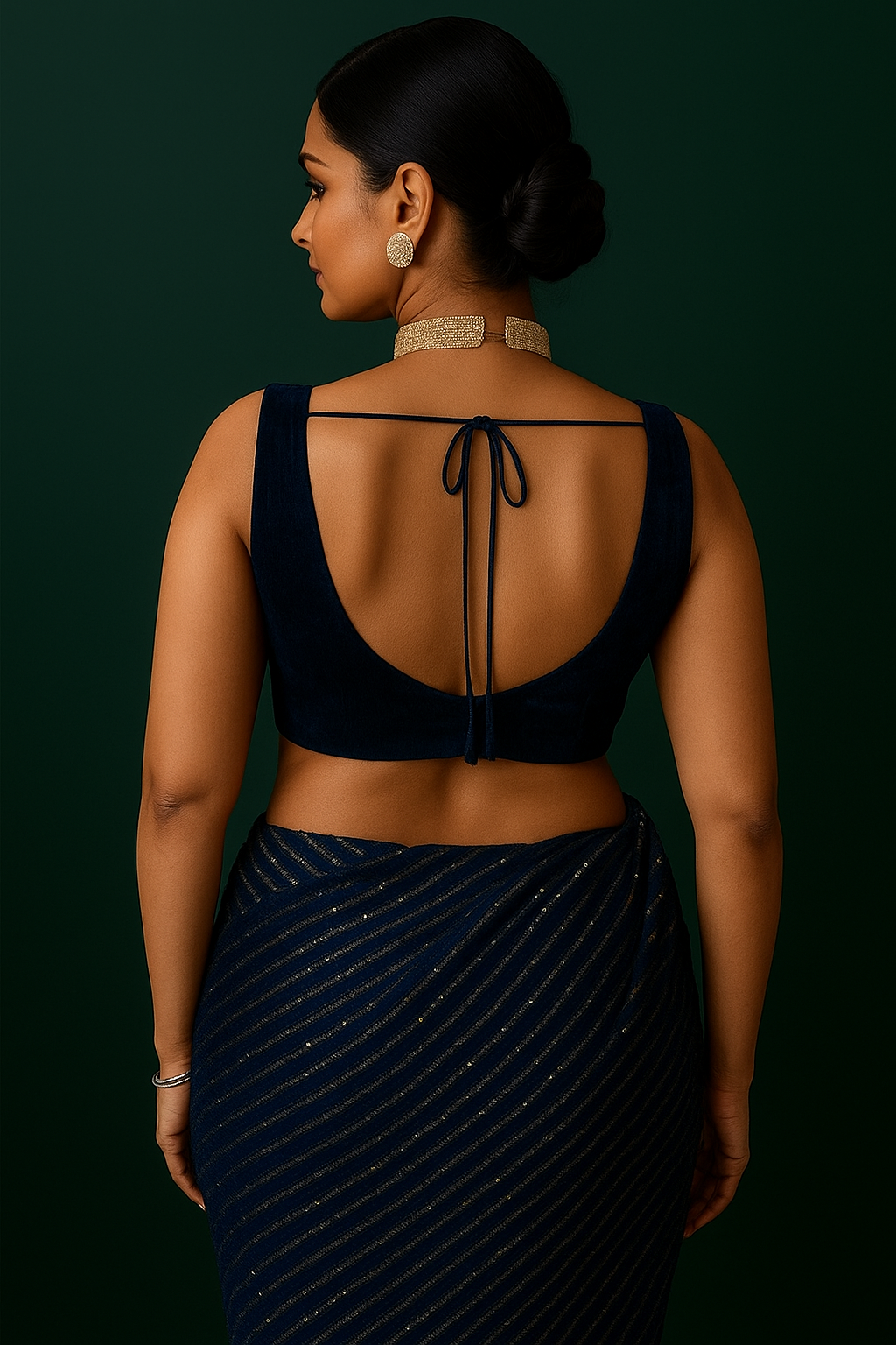 Royal Blue Embellished Lycra Saree