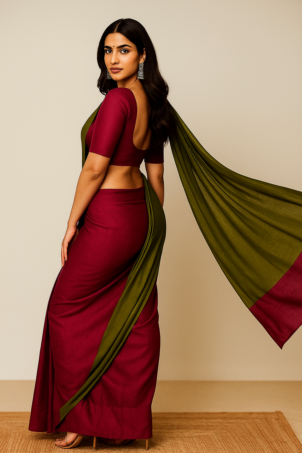 Handcrafted Khadi Cotton Saree with Stitched Blouse