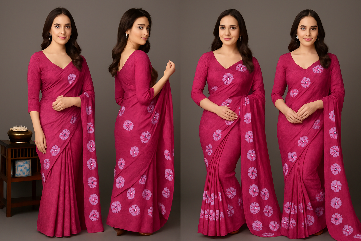 Soft Silk-Feel Chiffon Saree with Matching Blouse Piece