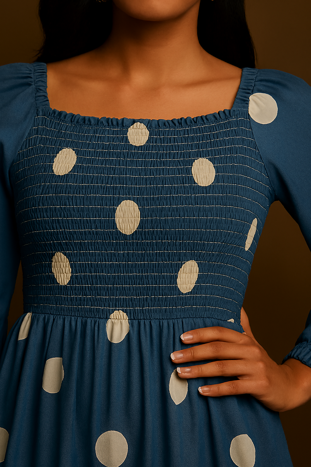 Elegant Printed Crepe Dress – Women’s Long Sleeve Edition