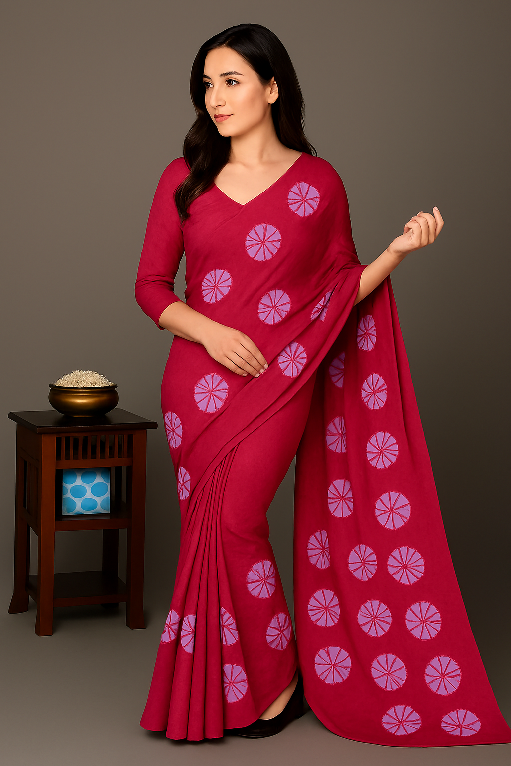 Soft Silk-Feel Chiffon Saree with Matching Blouse Piece