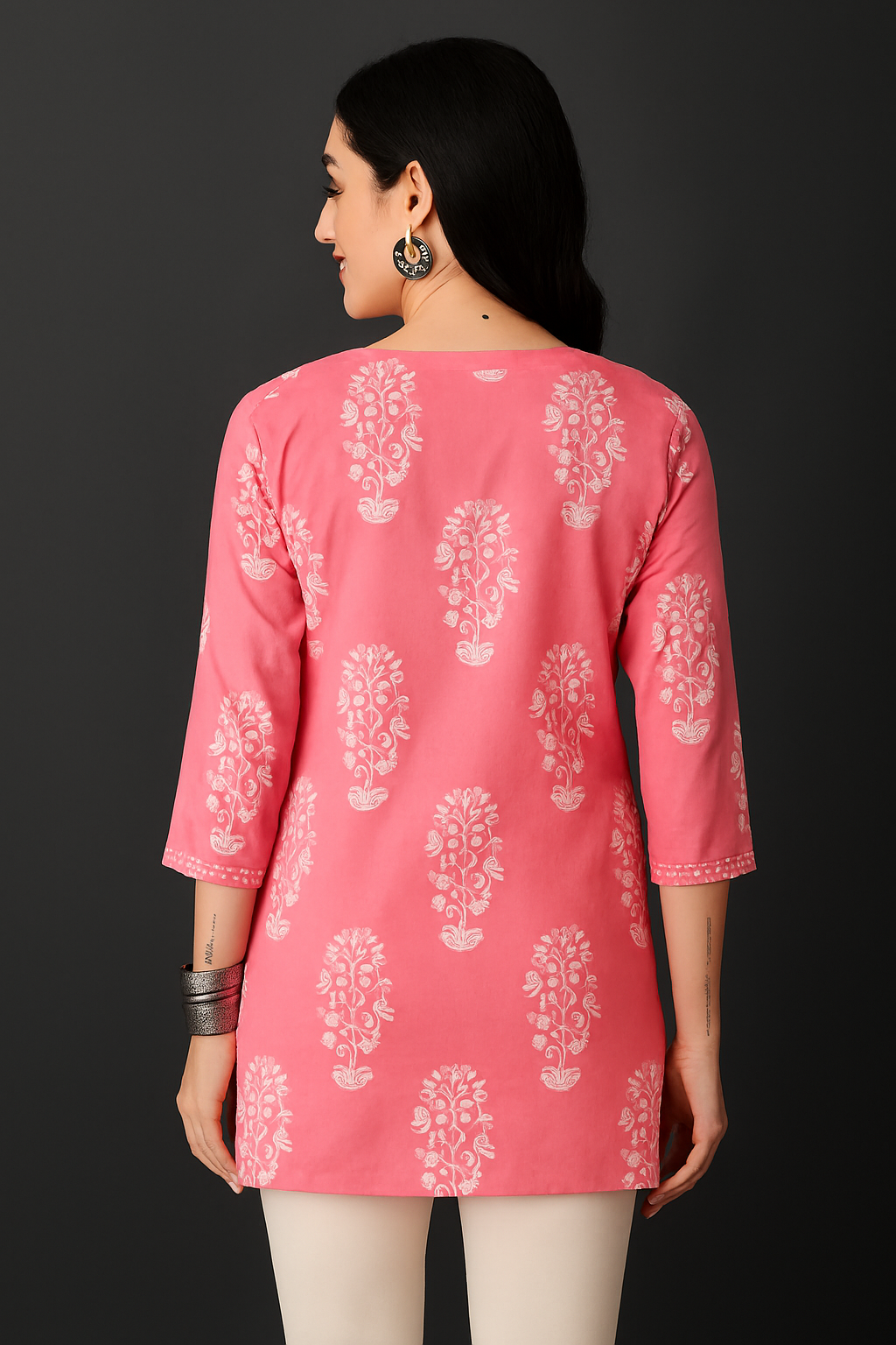 Elegant pink straight Pure Cotton kurti