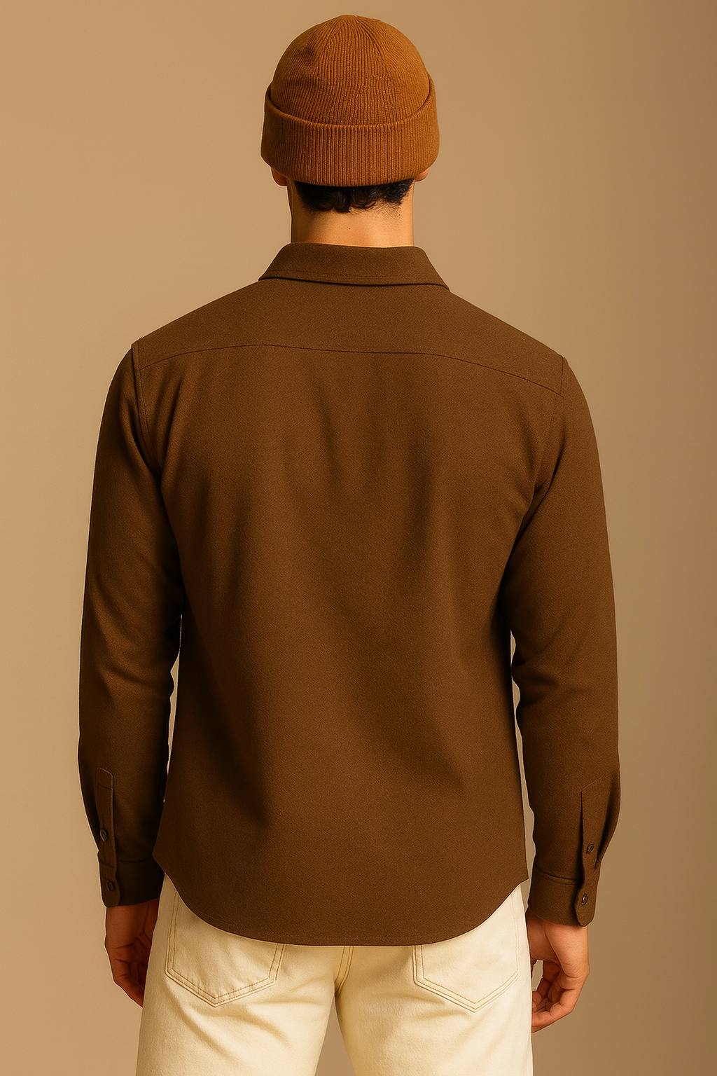 Men’s Brown Boxy Fit Casual Shirt with Flap Pockets