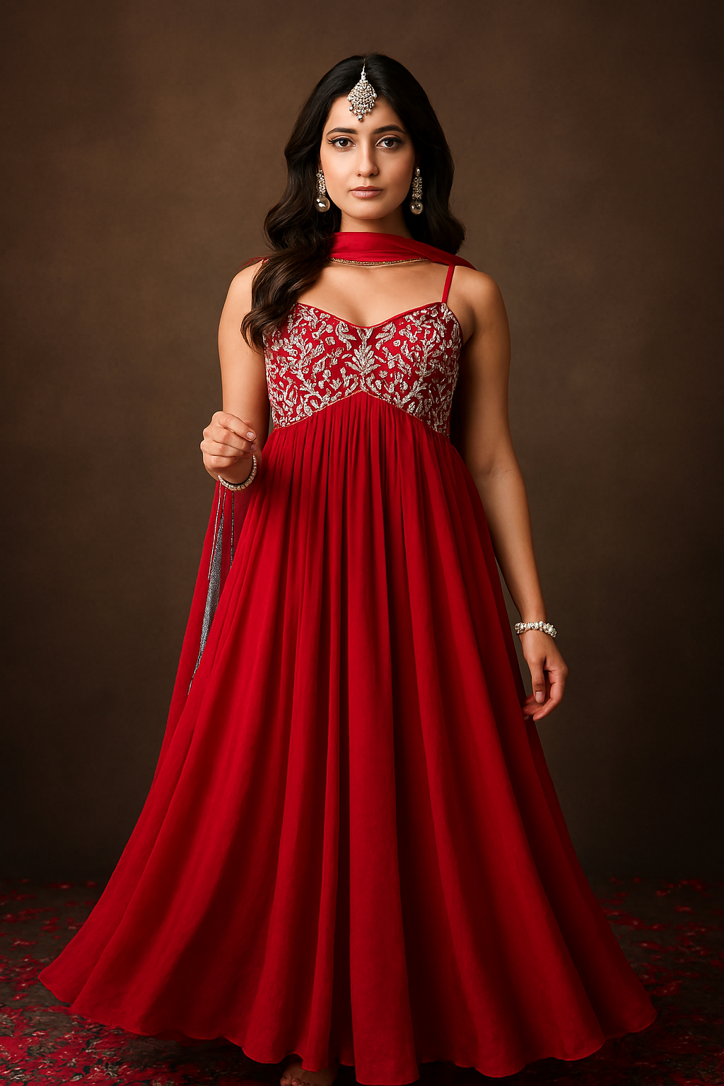 Charming Red Designer Anarkali Suit for Weddings & Parties