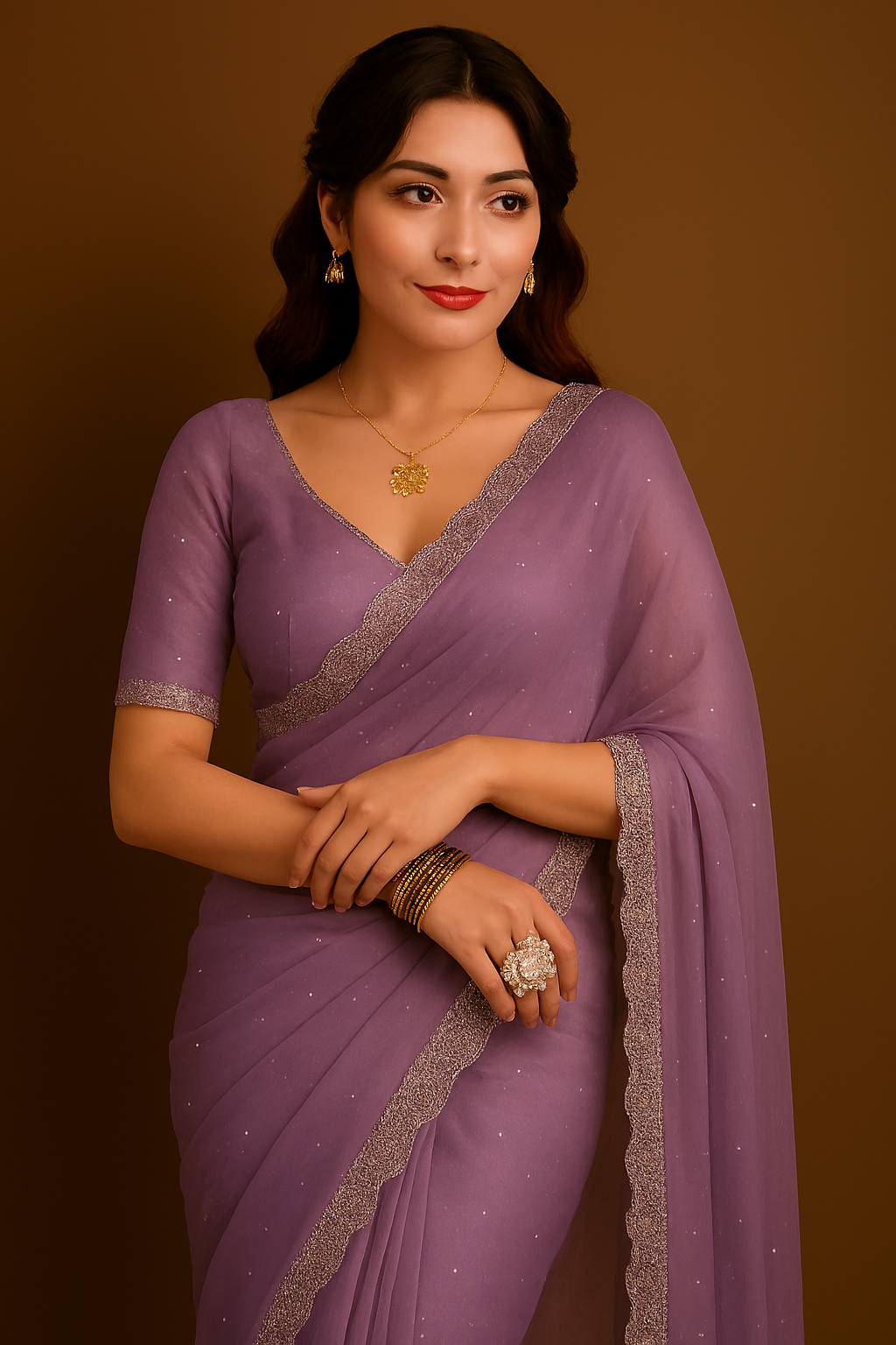 Premium Organza Saree with Sirosky Embellished Border – Green Edition