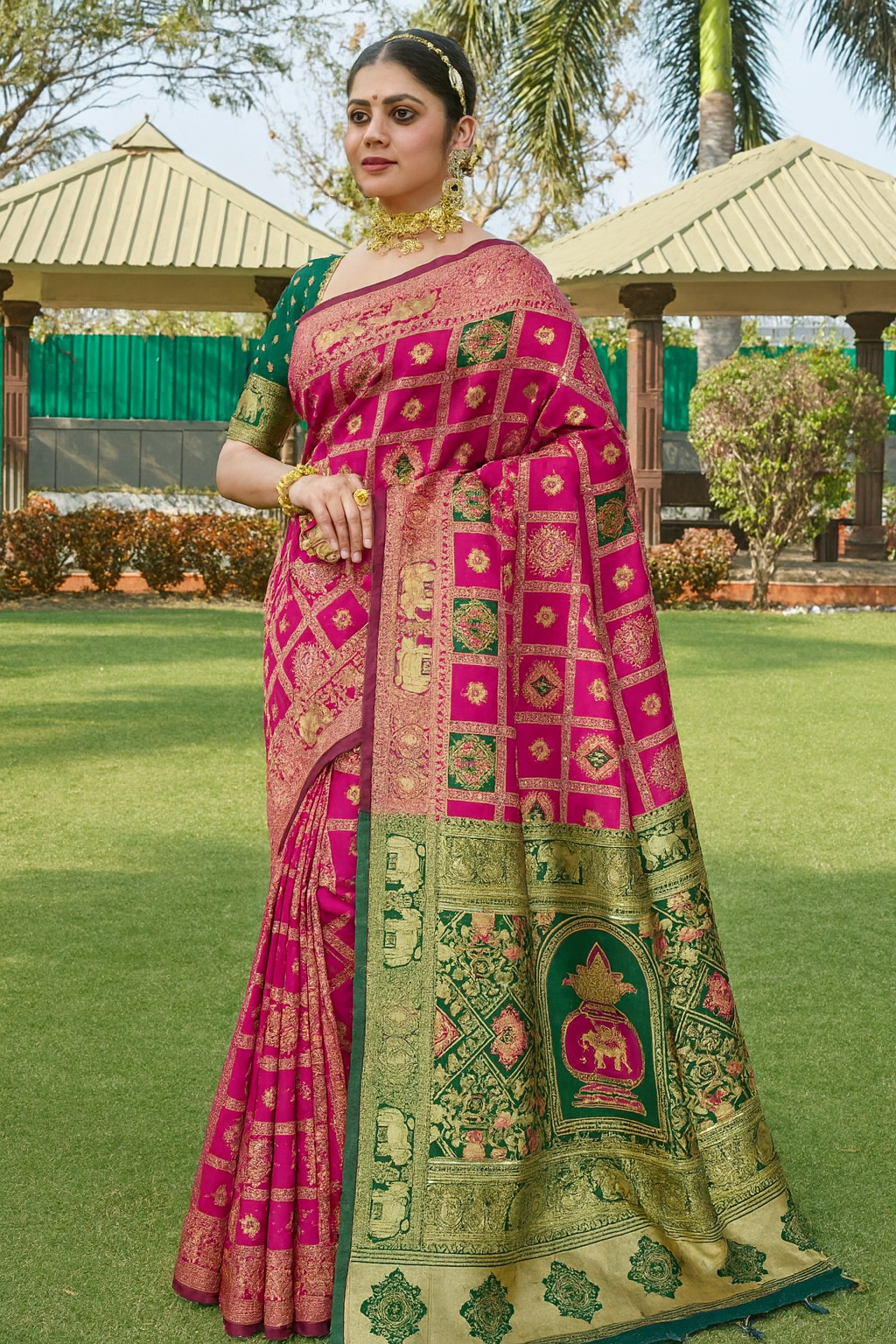 Cotton Silk Jacquard Saree with Unstitched Blouse