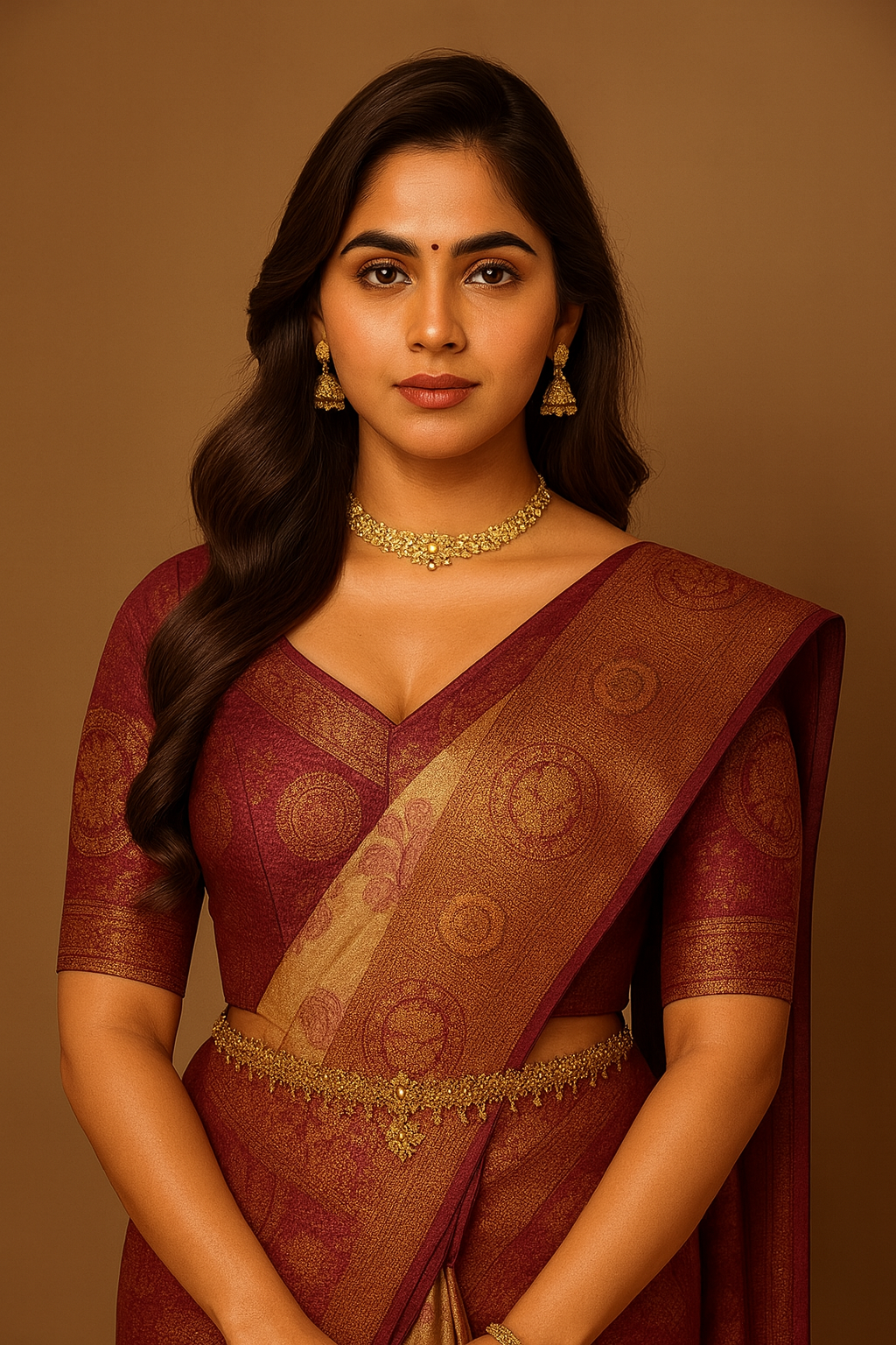 Royal Woven Dharmavaram Saree in Gold with Zari Detailing