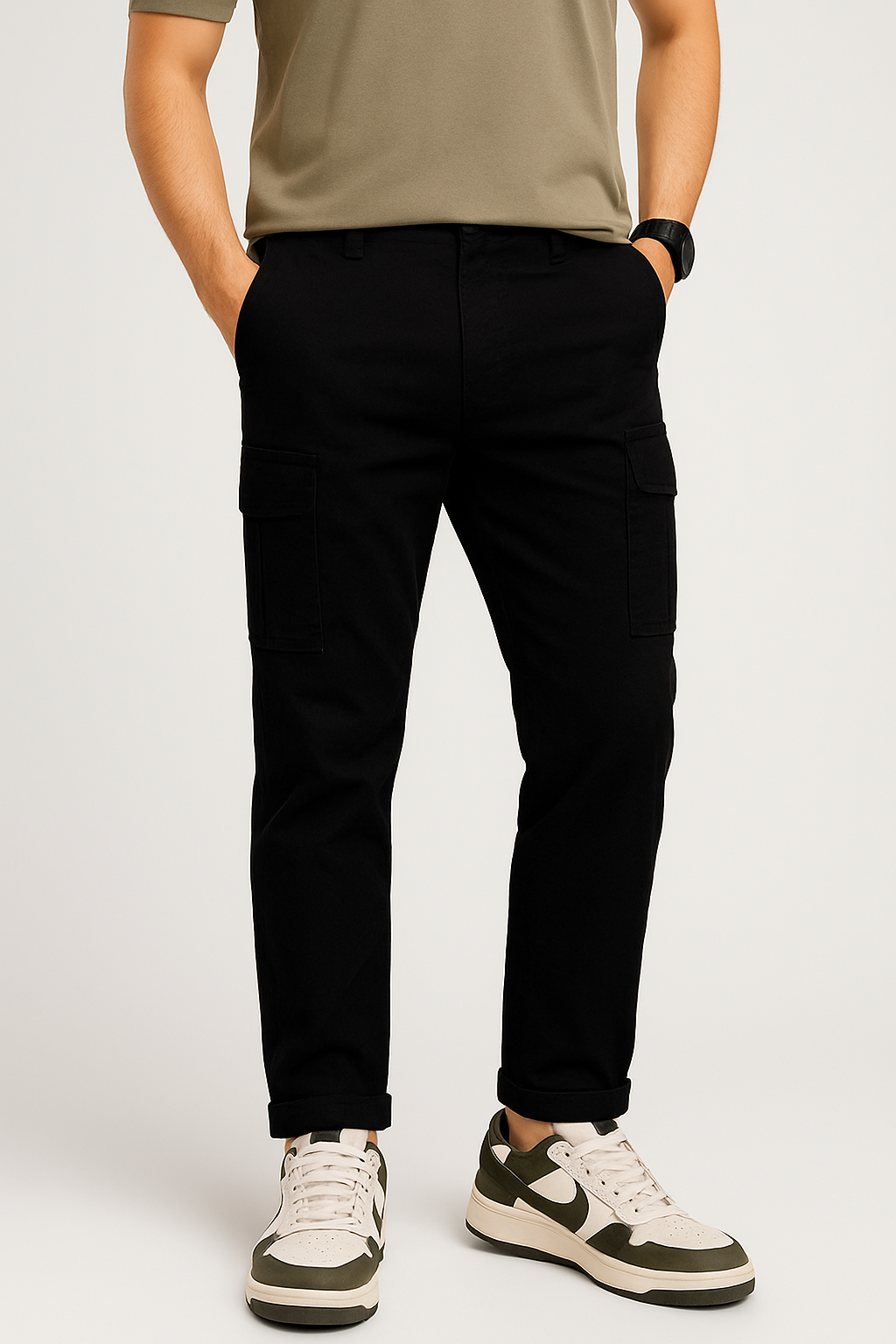 Men’s Black Cotton Cargo Pants