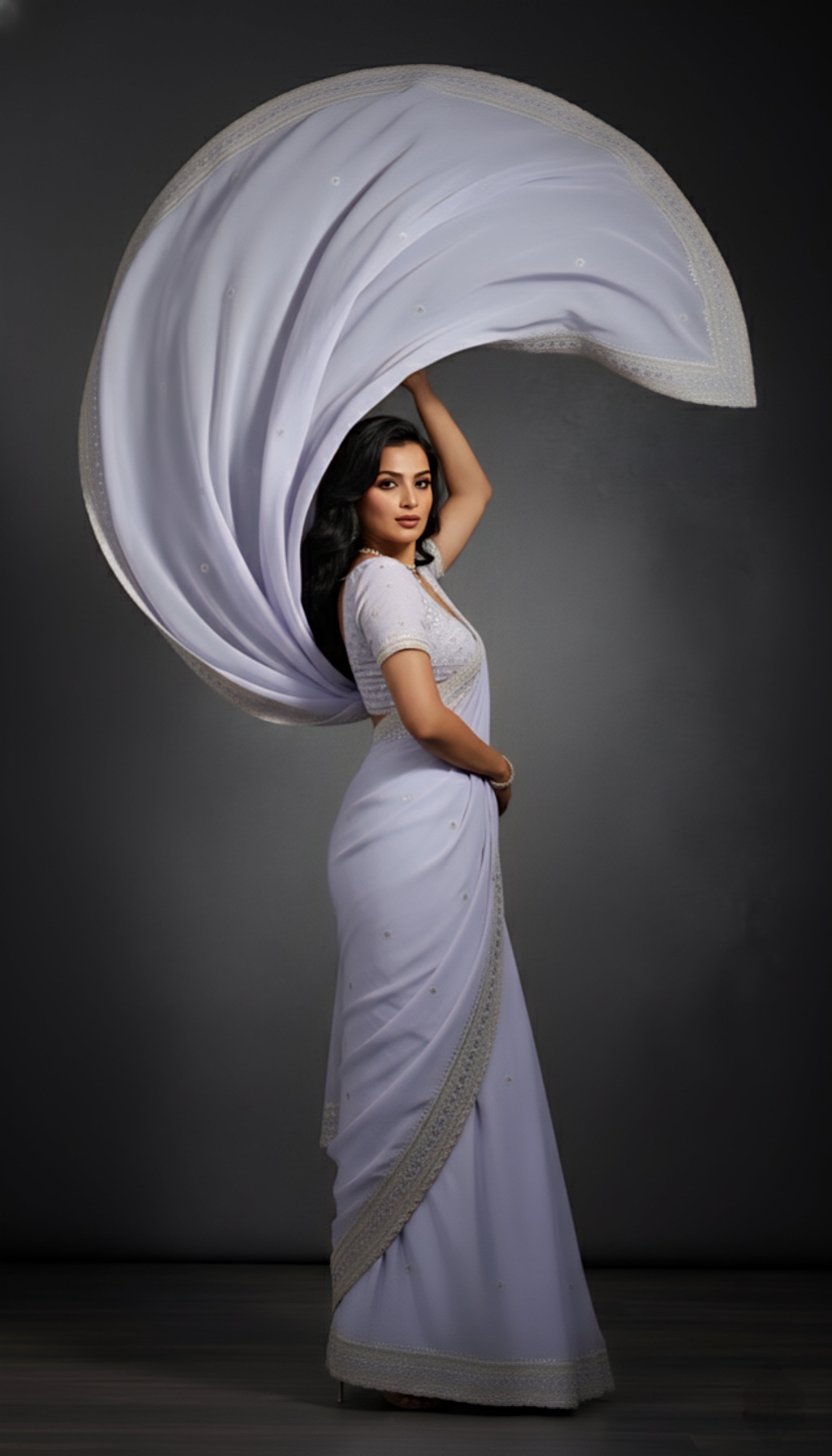 Graceful Sky Blue Tissue Saree with Handcrafted Sequin Detailing