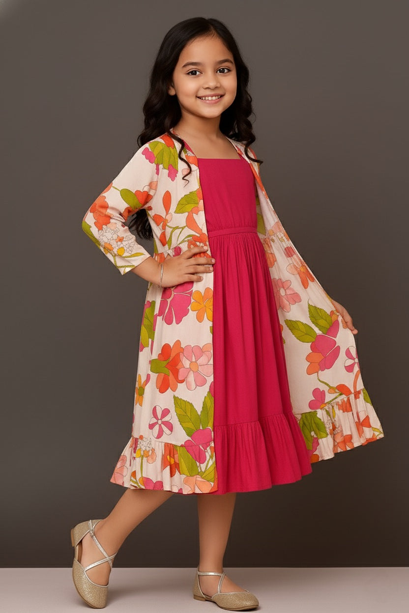 Pink Square-Neck Fit & Flare Dress – Cotton Maxi Style