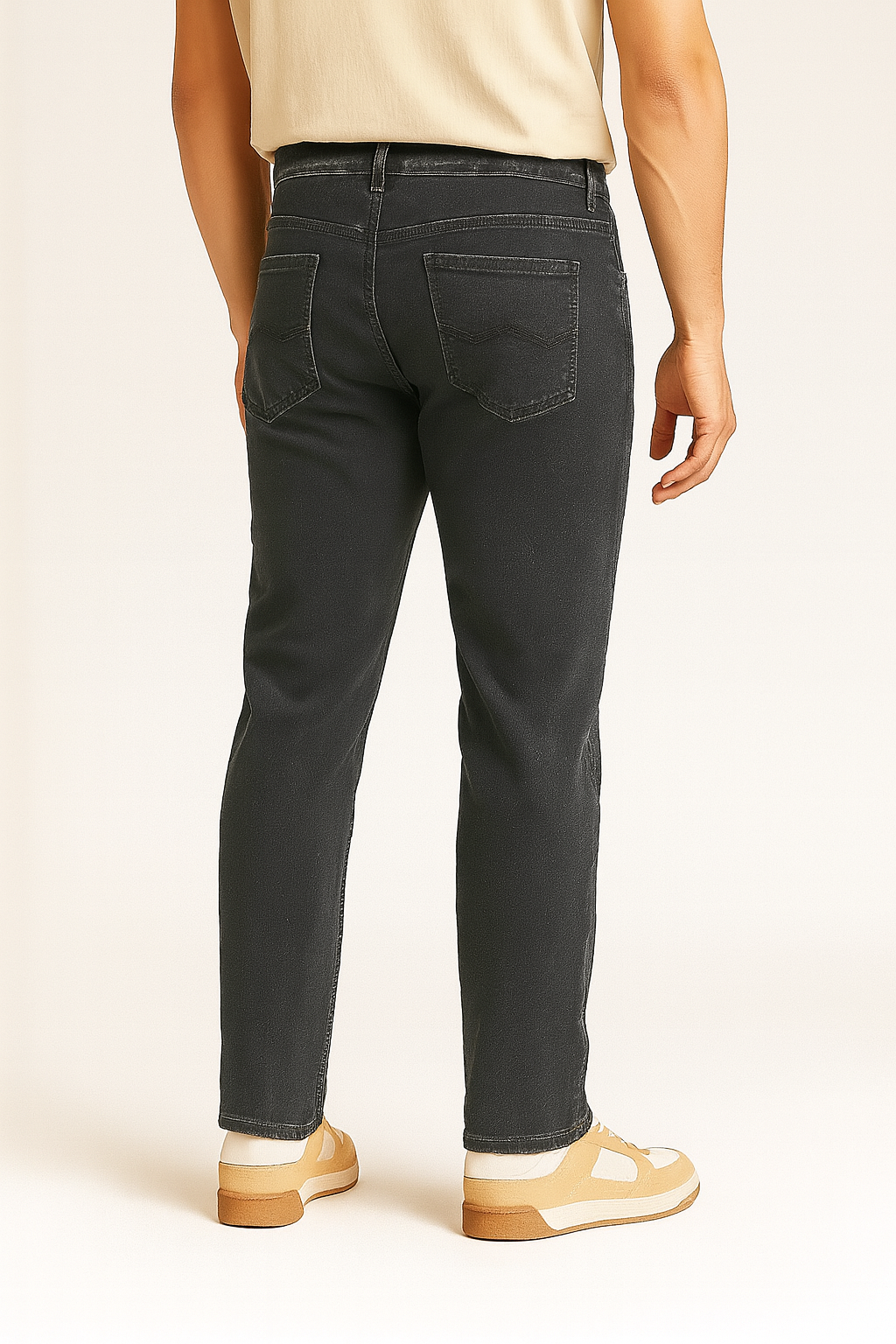 Dark Wash Straight Fit Stretch Jeans for Men