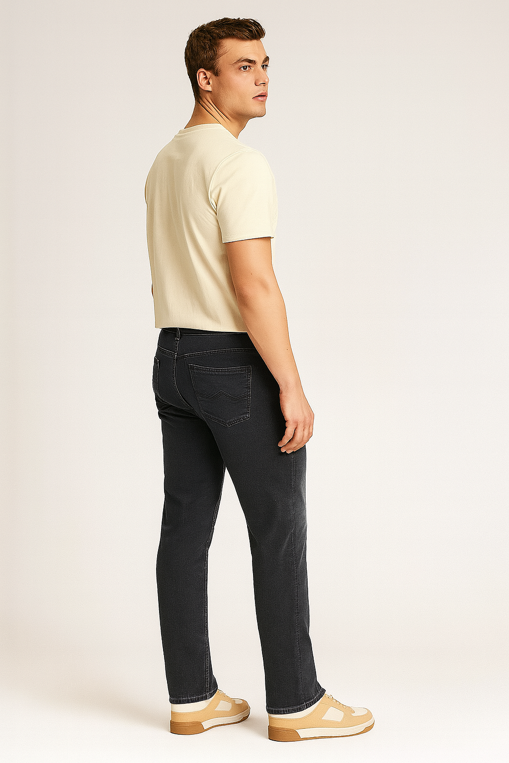 Dark Wash Straight Fit Stretch Jeans for Men
