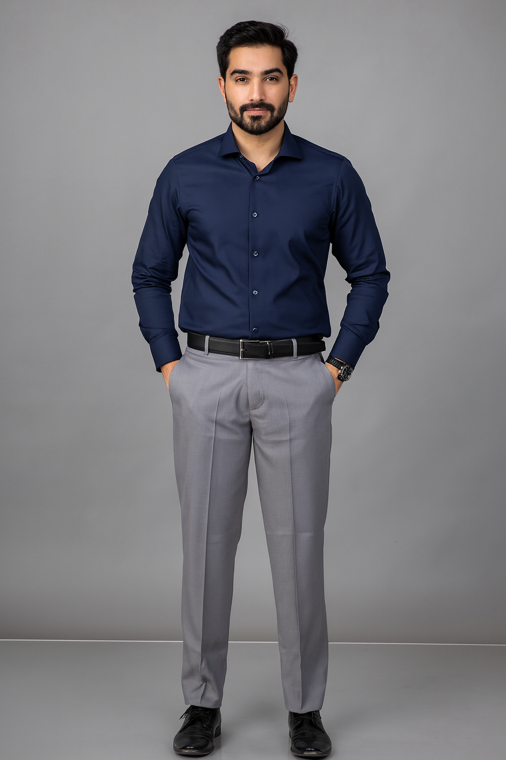 Men's Classic Solid Grey Trousers