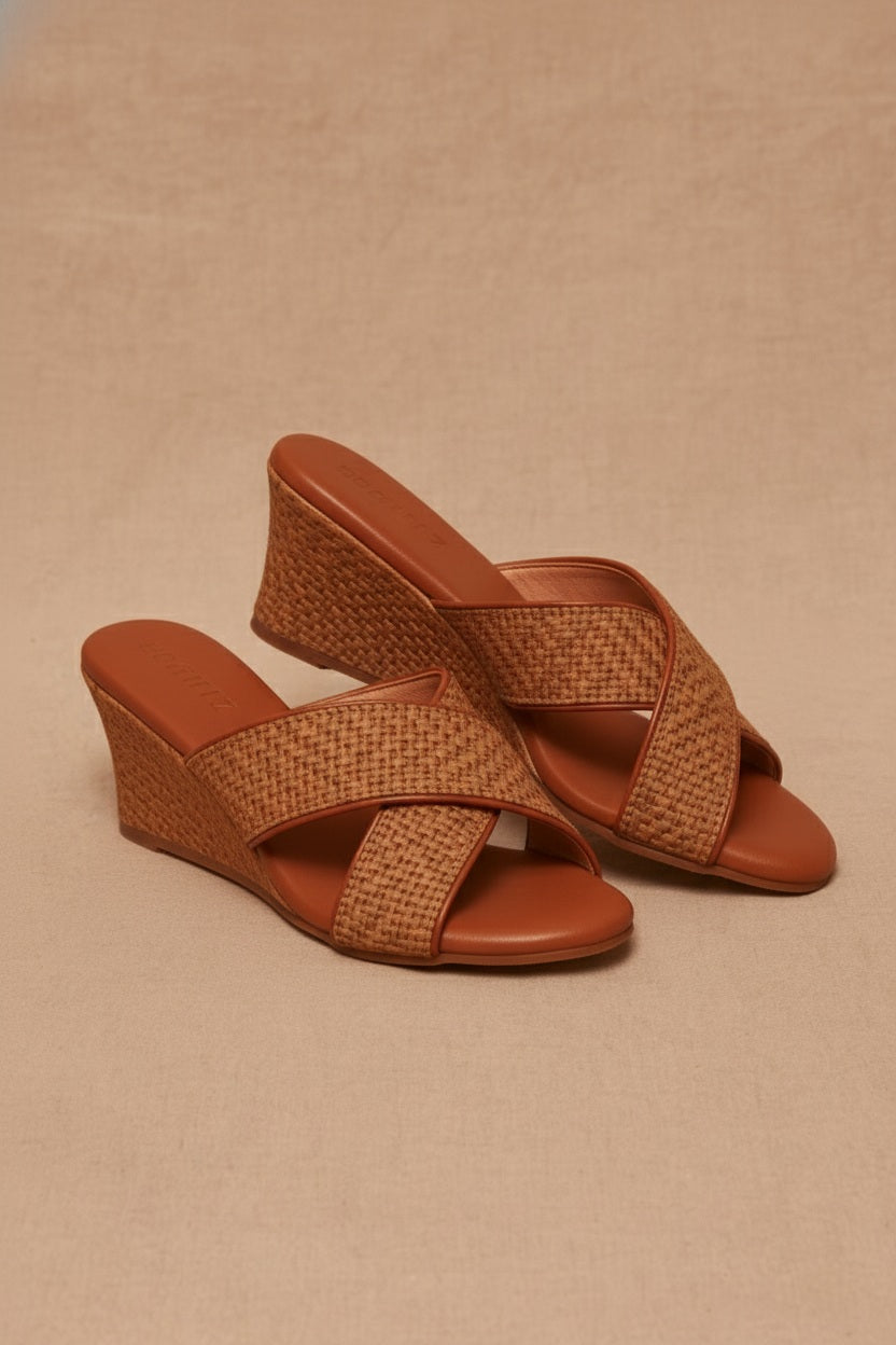 Modesta Tan Open-Back Comfort Wedges