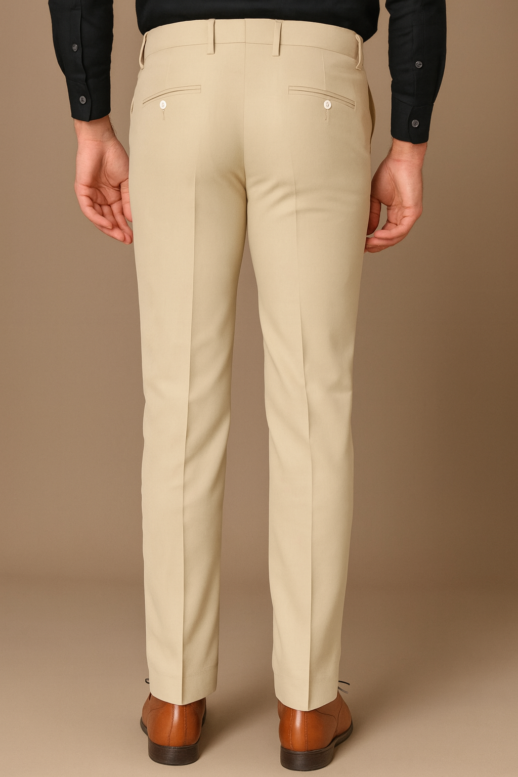 Men's Premium Formal Cream Trousers – Regular Fit Cotton Blend