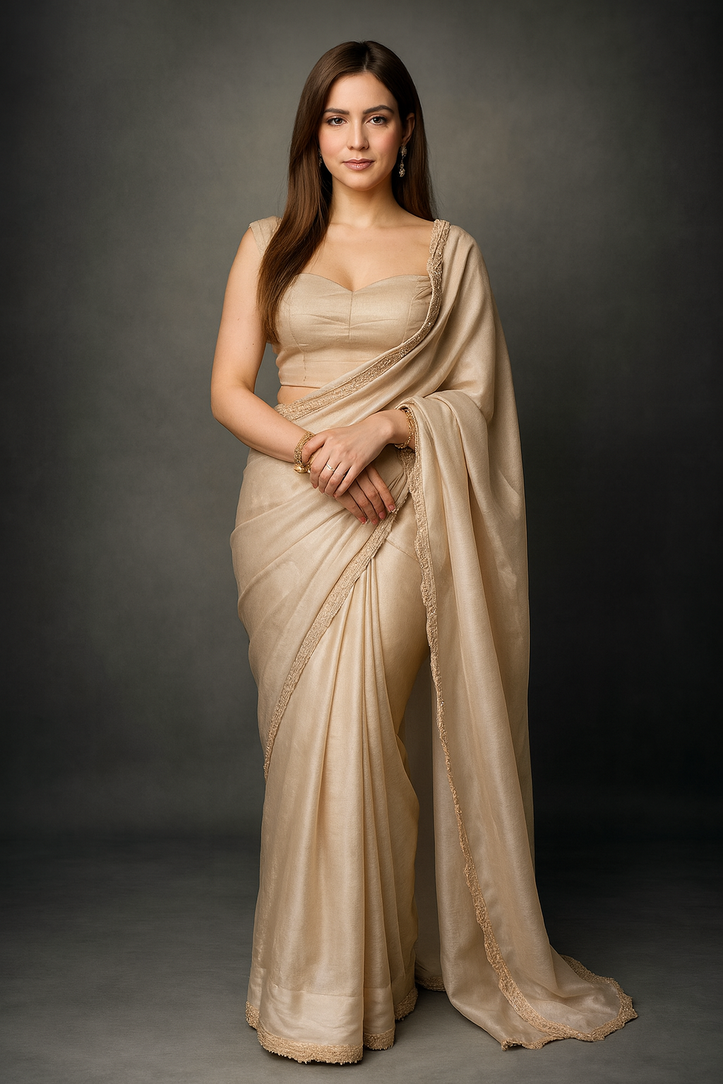 Classic Grace: Minimalist Silk Drape Look
